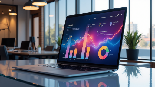 数字化采购趋势分析，现代化办公场景，电子设备屏幕显示数据图表